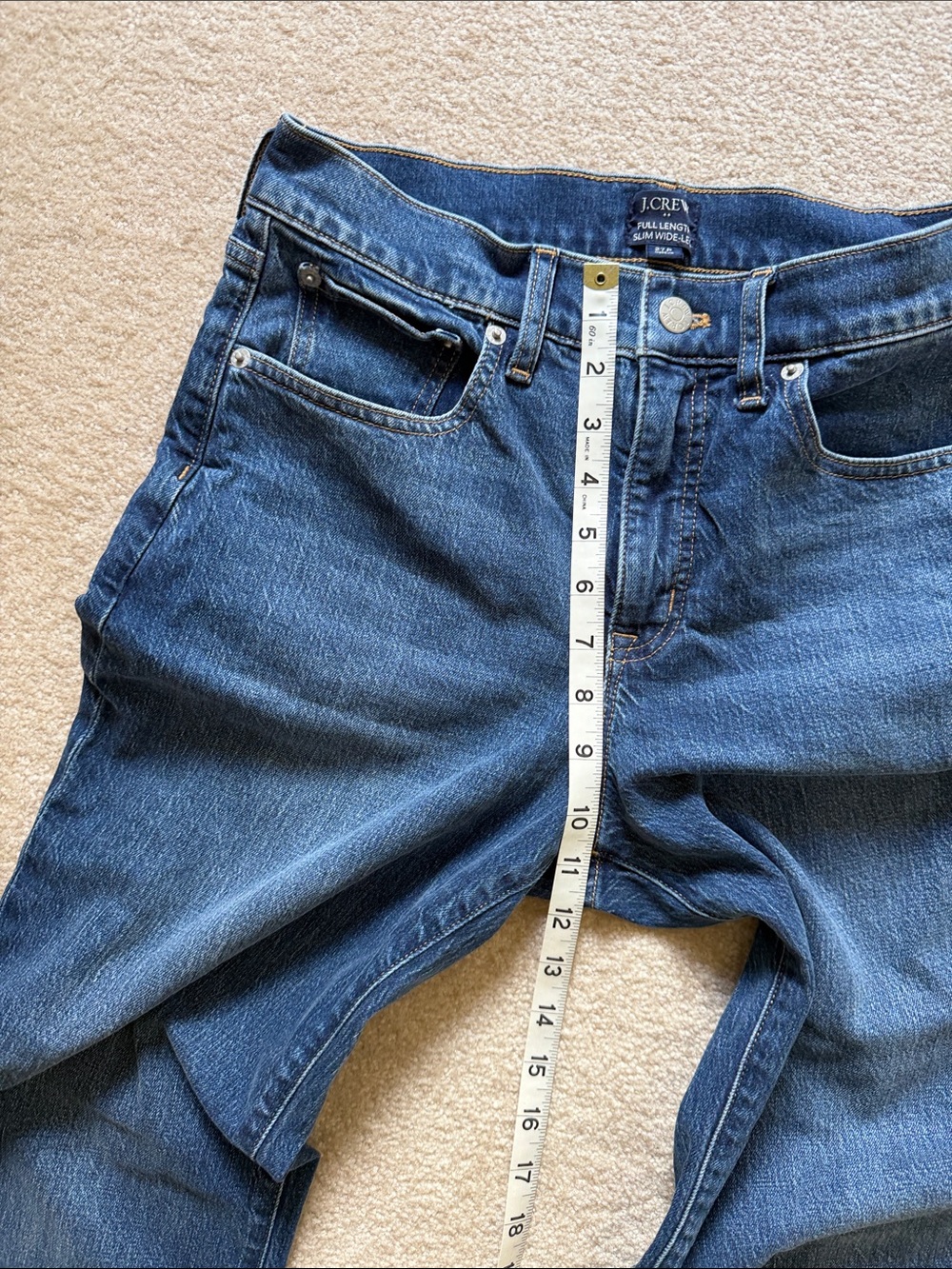 J. Crew Factory Slim Wide-Leg Jeans in Dark Blue Denim - Picture 5 of 6